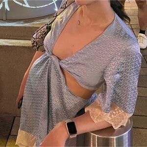 Zadig & Voltaire Baby Blue Satin Lace Dress